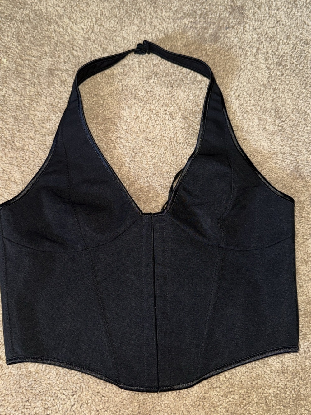 SHEIN Black Halter Bustier Crop Top